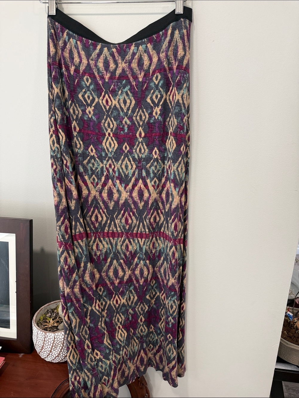 Free People Printed Maxi Skirt in Purple, Teal, Cream